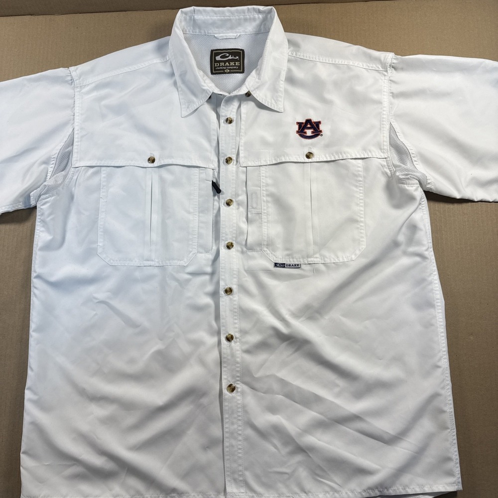 Drake, Auburn Tigers, Short Sleeve Vented Shirt Men's XL White